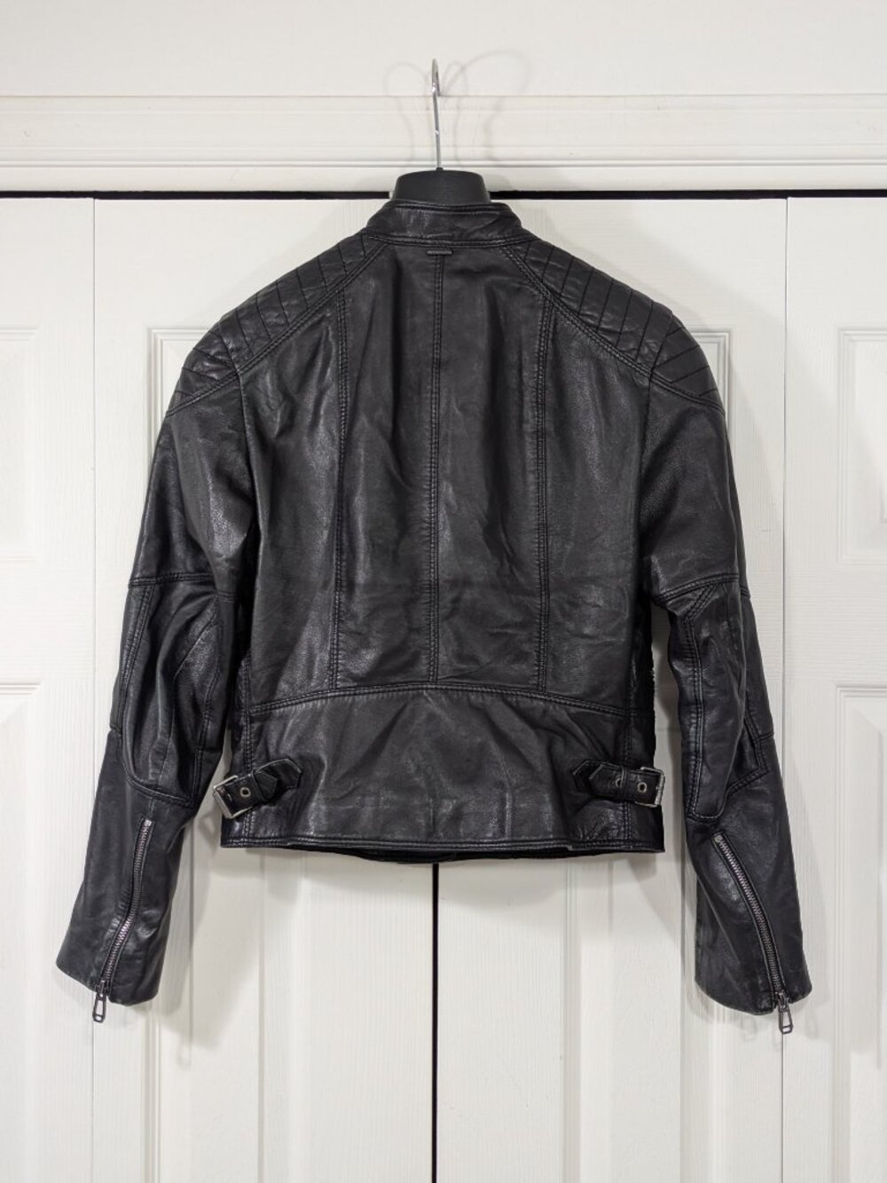 Joop! Women's Black Leather Jacket Biker style - Picture 3 of 15